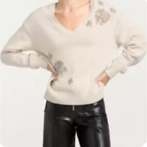 Cinq a sept sweater with beaded flowers size S NWT